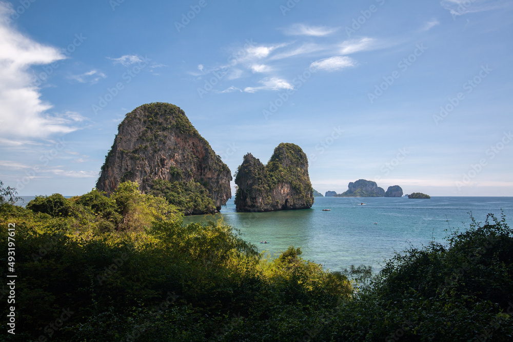 Seascape view from Bat Cave in Railey Beach, Krabi Province, Southern Thailand