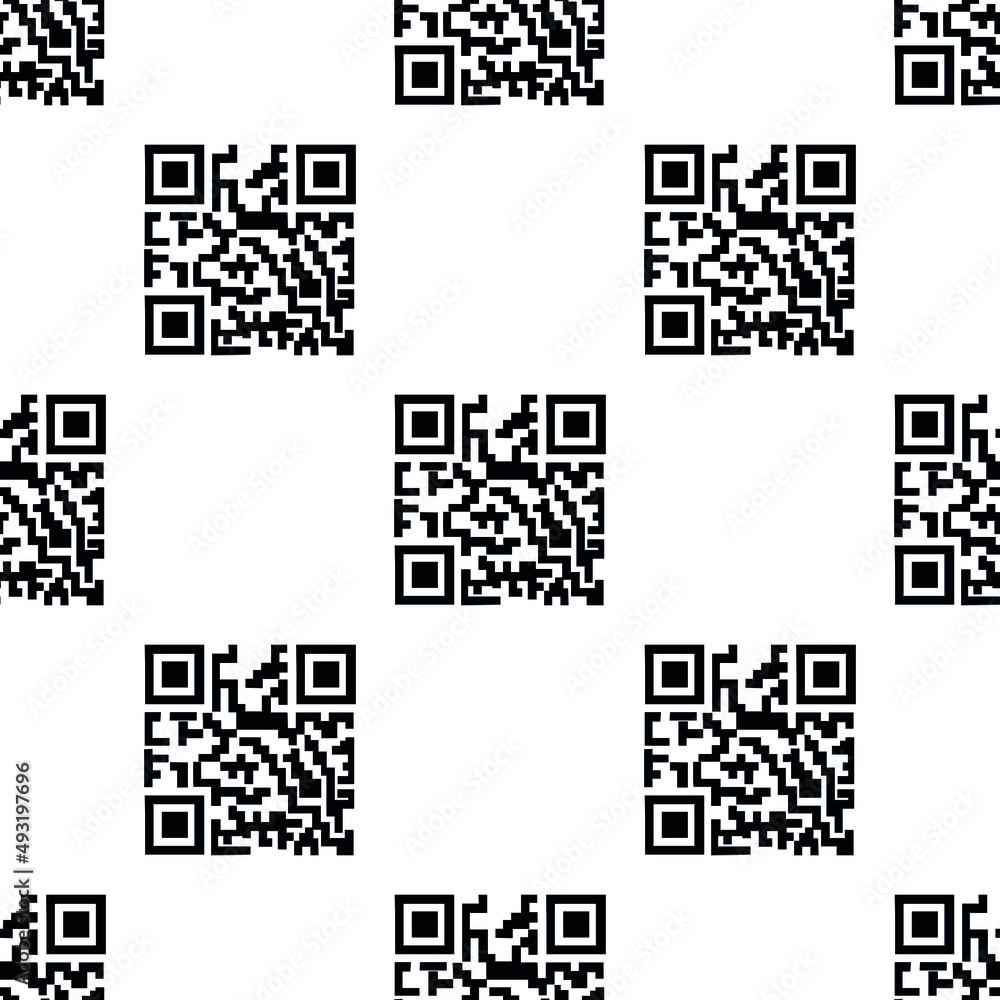 Seamless pattern of blank QR code layouts for scanning on a white isolated background. Illustration Seamless pattern of blank QR code layouts for scanning on a white isolated background. Illustration