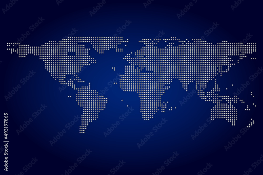 Dotted world map, Abstract computer graphic world map round dots on blue background. Vector illustration eps 10. Dotted world map, Abstract computer graphic world map round dots on blue background. Vector illustration eps 10.
