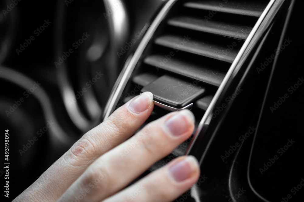 Car ventilation system. Automobile air conditioner, cooling technology in modern luxury vehicle