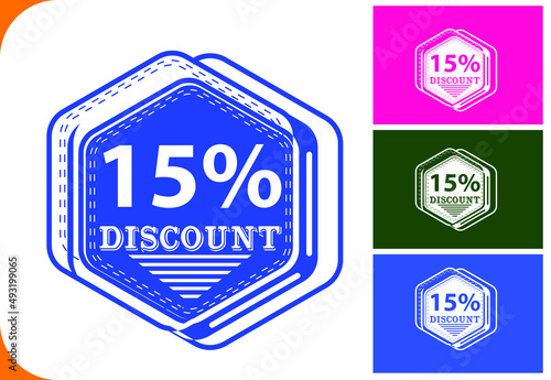 15 percent off new offer logo and icon design template