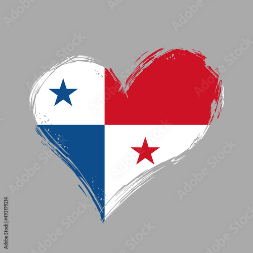 Panamian flag heart-shaped grunge background. Vector illustration. photo