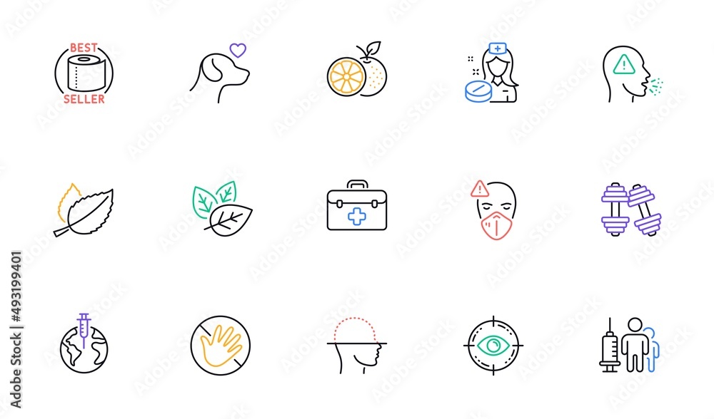 Cough, Organic tested and Do not touch line icons for website, printing. Collection of Medical mask, Dumbbells, Face scanning icons. Pets care, Pandemic vaccine, Eye target web elements. Vector Cough, Organic tested and Do not touch line icons for website, printing. Collection of Medical mask, Dumbbells, Face scanning icons. Pets care, Pandemic vaccine, Eye target web elements. Vector