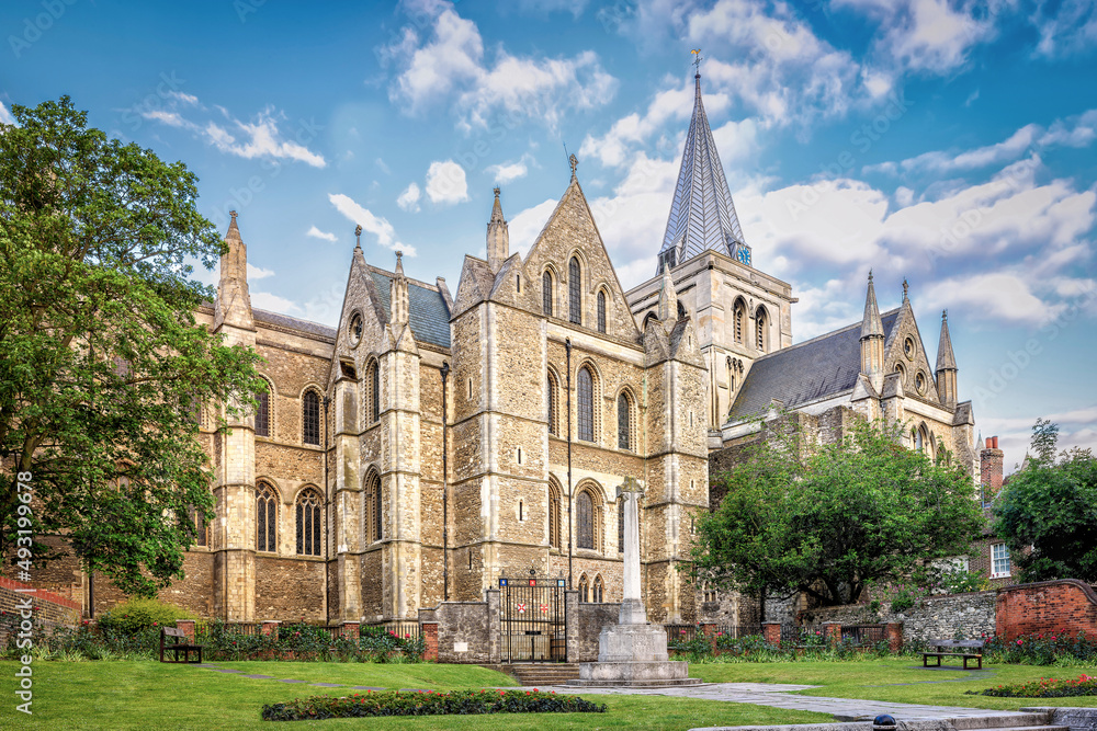 Side view of Rochester Cathedral in England