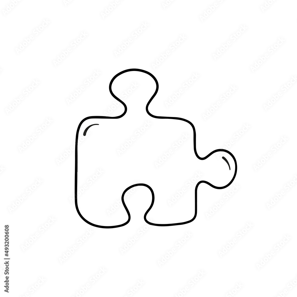 Puzzle element in doodle style, vector illustration. Table logic game template for print and design. Hand drawn puzzle symbol for game quiz. Isolated element on white background Puzzle element in doodle style, vector illustration. Table logic game template for print and design. Hand drawn puzzle symbol for game quiz. Isolated element on white background