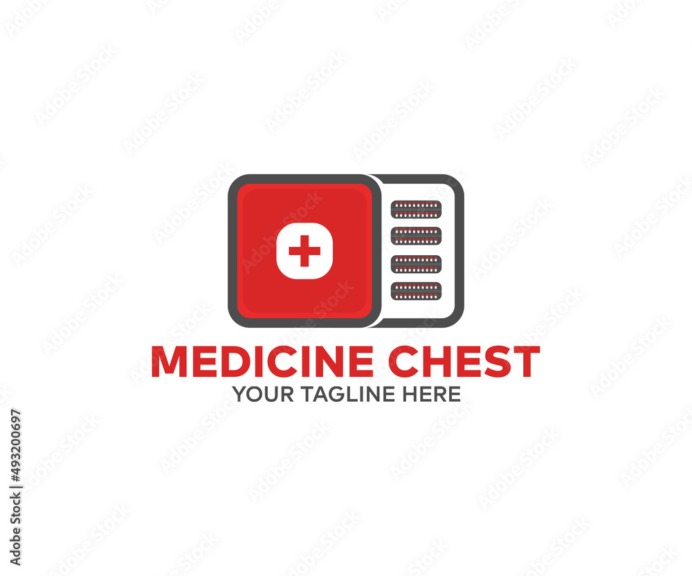 Medicine chest, first aid kit logo design. Red medicine chest vector design and illustration. Medicine chest, first aid kit logo design. Red medicine chest vector design and illustration.