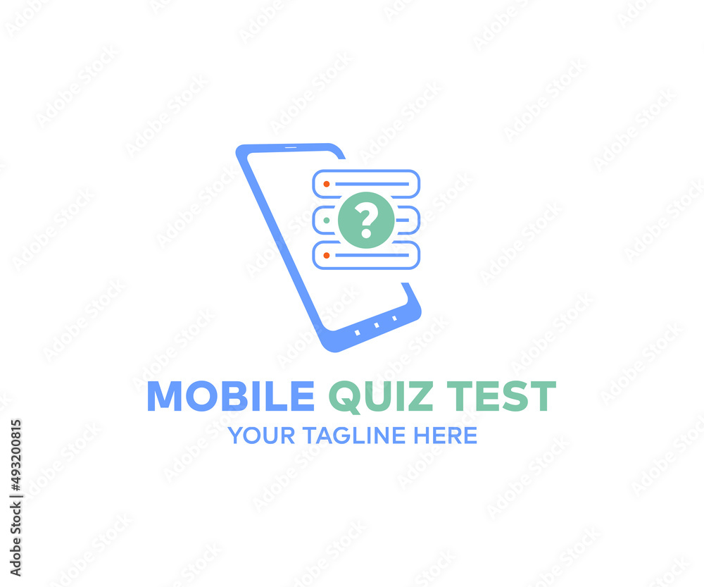 Mobile Quiz test menu template logo design. Smartphone template with answer options, quiz test vector design and illustration.