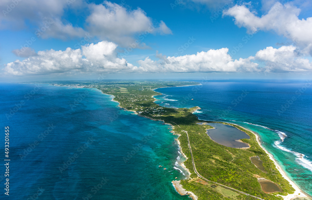 Aerial view of Grande-Terre, Guadeloupe, Lesser Antilles, Caribbean.