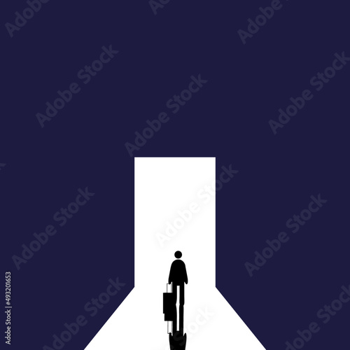 Abstract Door open Light out technology background. Hitech communication concept innovation background. Abstract open door to universe