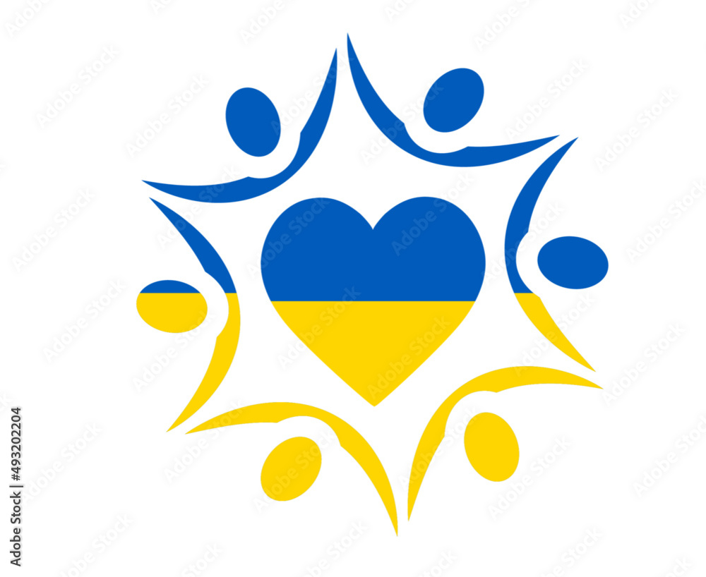 Obraz premium Ukraine Flag Emblem Heart Symbol National Europe Abstract Vector Design