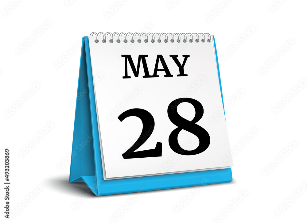 Calendar on white background. 28 May. 3D illustration. Calendar on white background. 28 May. 3D illustration.