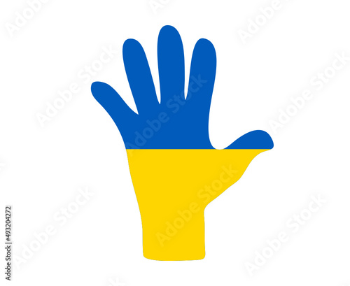 Ukraine Flag Emblem Hand Symbol Abstract National Europe Vector Design