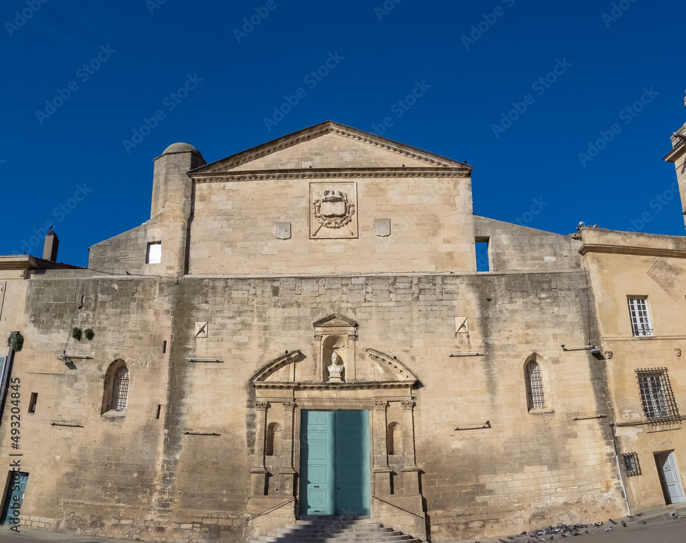 Saint Anne Church, Republic Square (Place de la République), Arles, Bouches-du-Rhône,  Provence, France. Roman and Romanesque Monuments of Arles are UNESCO World Heritage