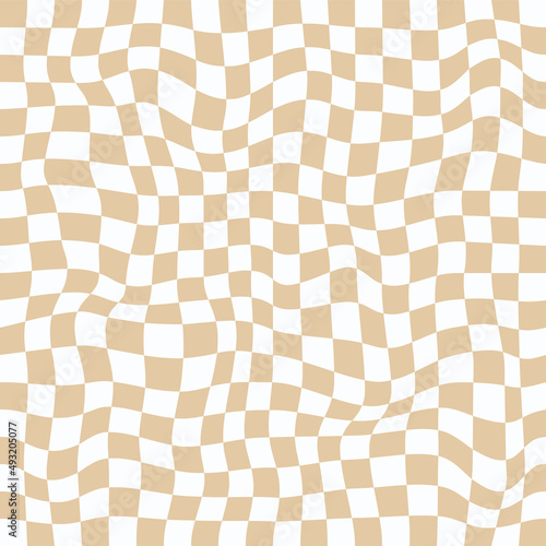 Vintage warped checker board seamless pattern background