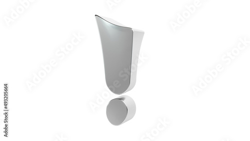 Font metellic silver 3d glossy exclamation mark, Premium 3D rendering photo