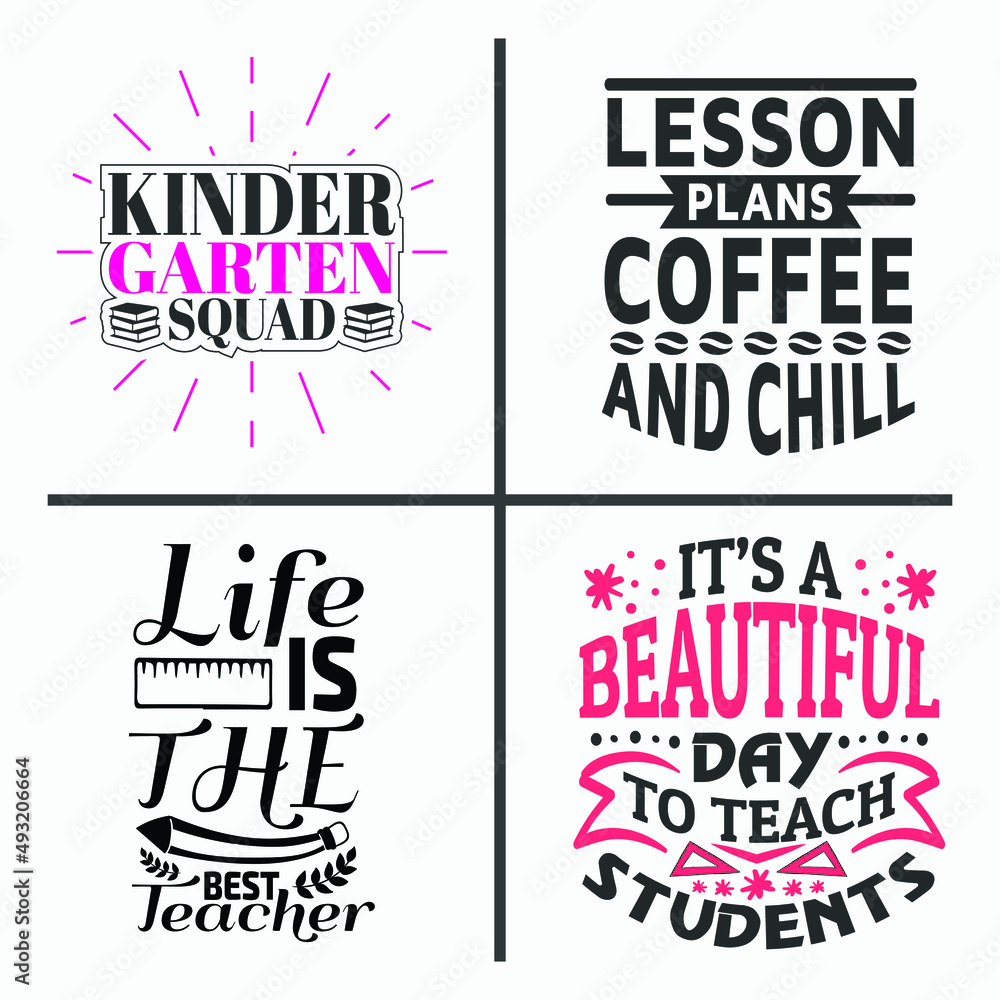 Teacher quotes and saying design bundle vector.