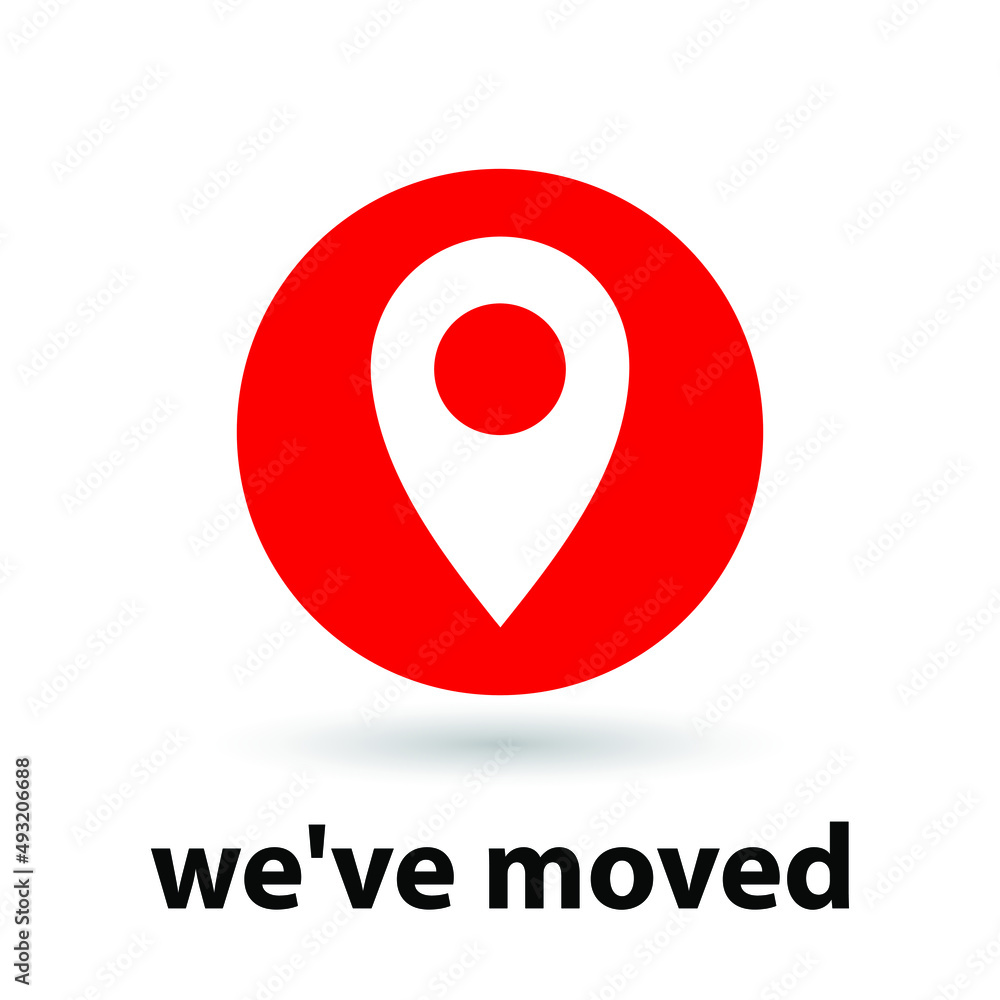 we have moved icon with location pointer, vector illustration we have moved icon with location pointer, vector illustration
