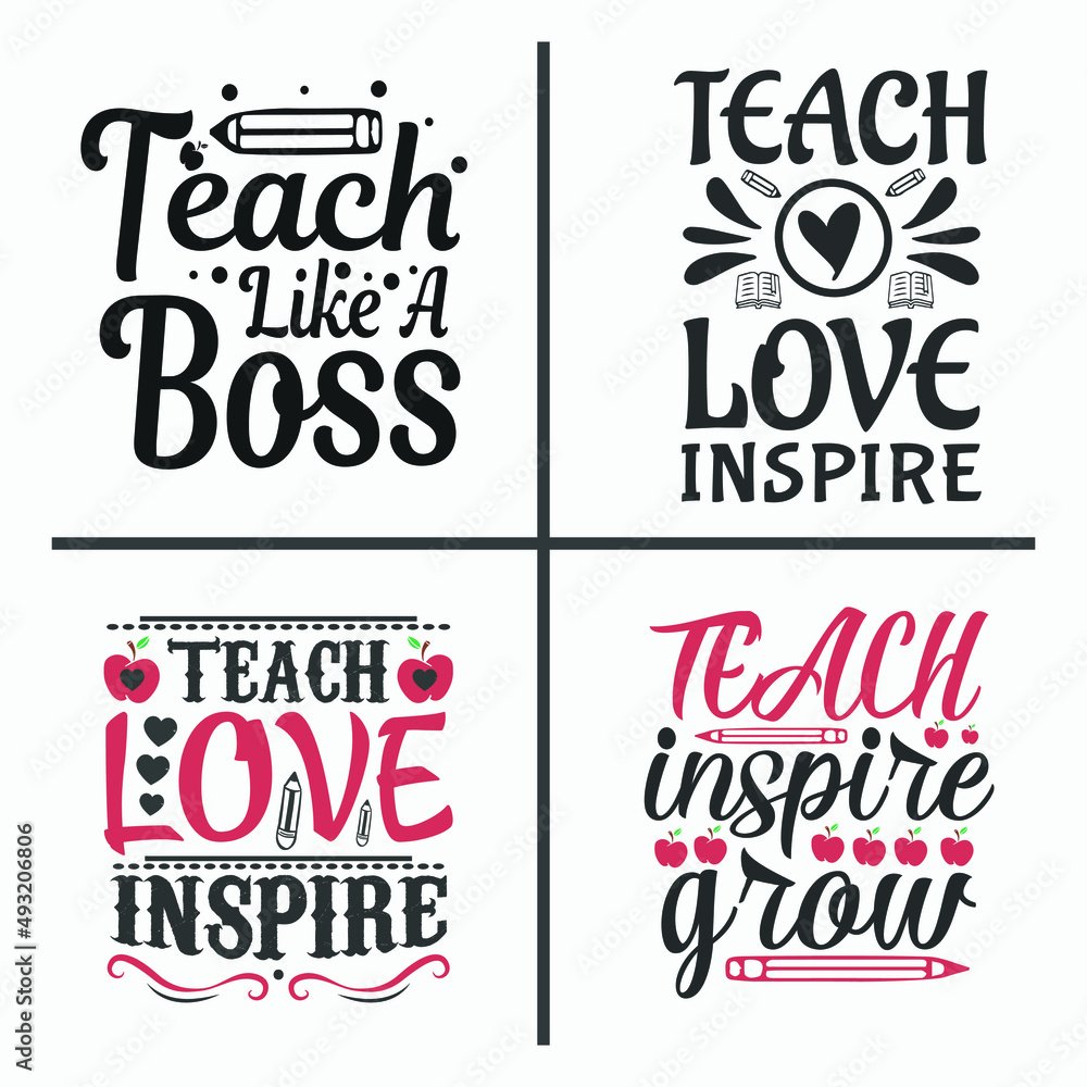 Obraz premium Teacher lettering quotes design bundle.