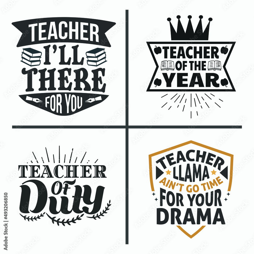 Obraz premium Teacher lettering quotes design bundle.