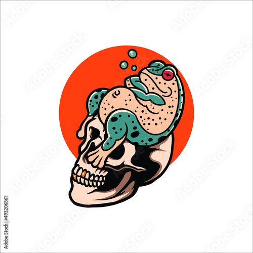 frog tattoo illustration vector design 