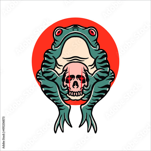 frog tattoo illustration vector design 