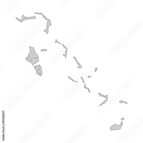 Outline political map of the Bahamas. High detailed vector illustration.