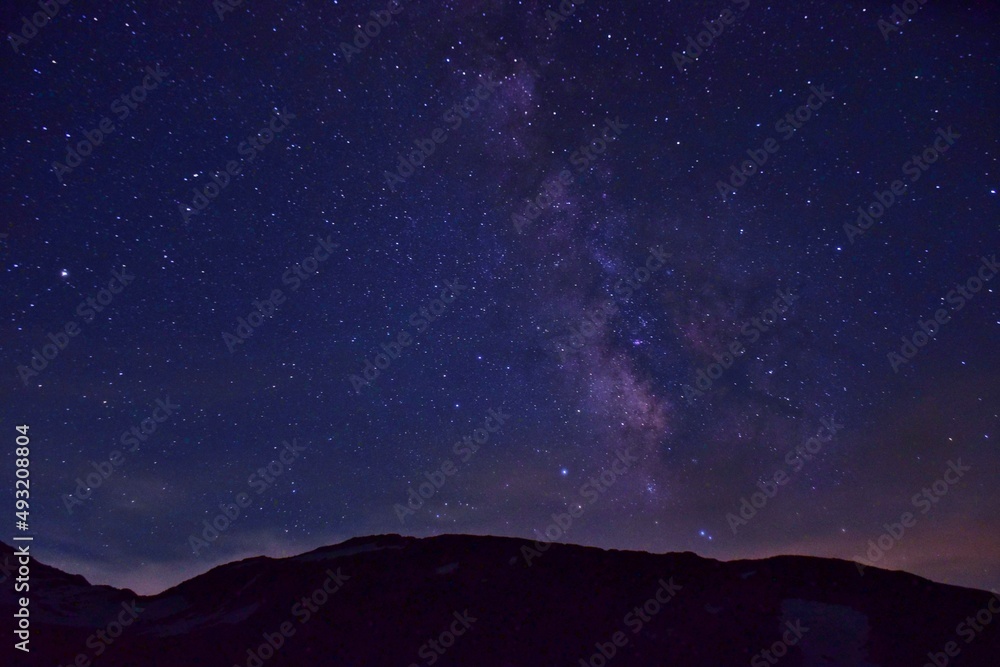 満天の星空 北アルプス 立山連峰 満天の星空 北アルプス 立山連峰