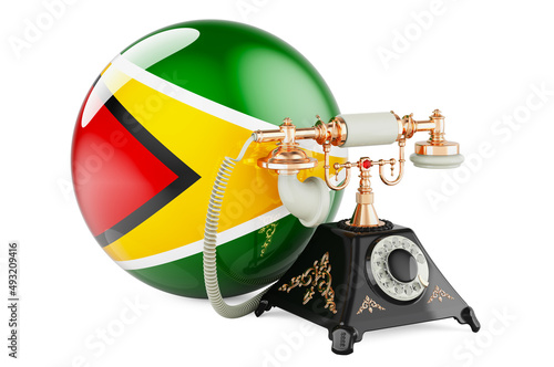 Phone with Guyanese flag. Communication services in Gayana, concept. 3D rendering © natatravel
