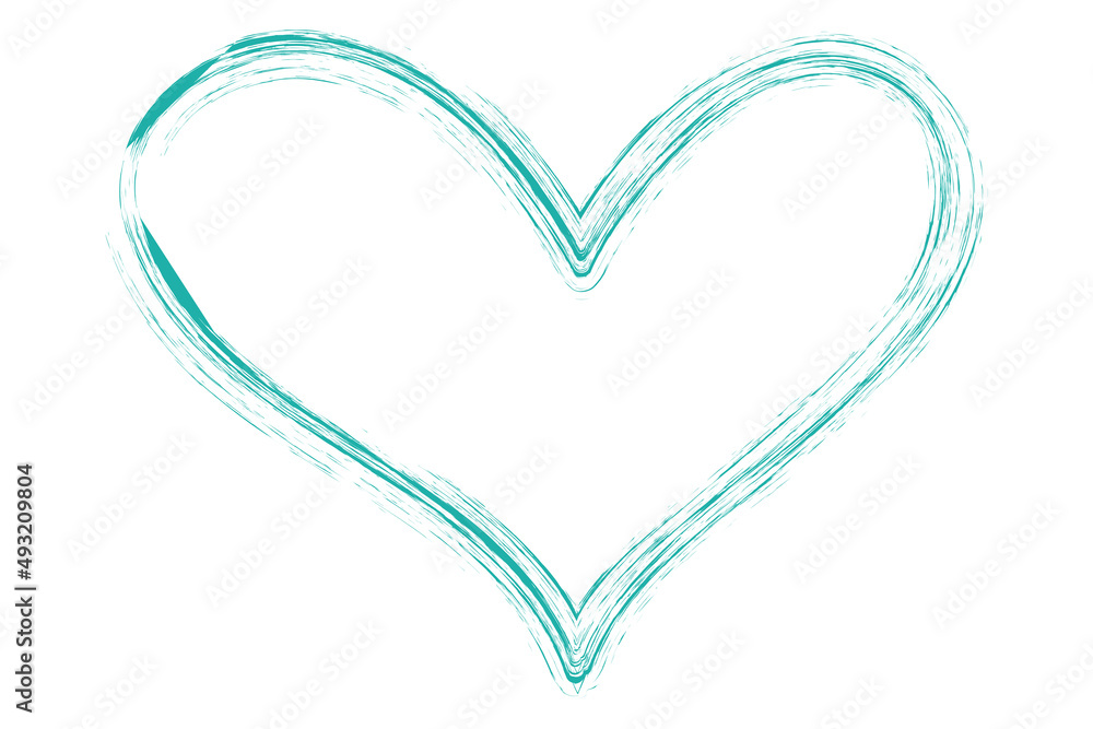 Heart contour vector. Turquoise hand drawn love icon isolated. Paint brush stroke heart icon. Hand drawn vector for love logo, heart symbol, doodle icon and Valentine's day. Painted grunge vector Heart contour vector. Turquoise hand drawn love icon isolated. Paint brush stroke heart icon. Hand drawn vector for love logo, heart symbol, doodle icon and Valentine's day. Painted grunge vector