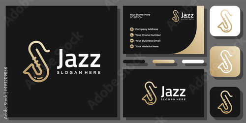 Canvas Print Initial Letter J Saxophone Music Jazz Musical Gold Luxury Vector Logo Design wit