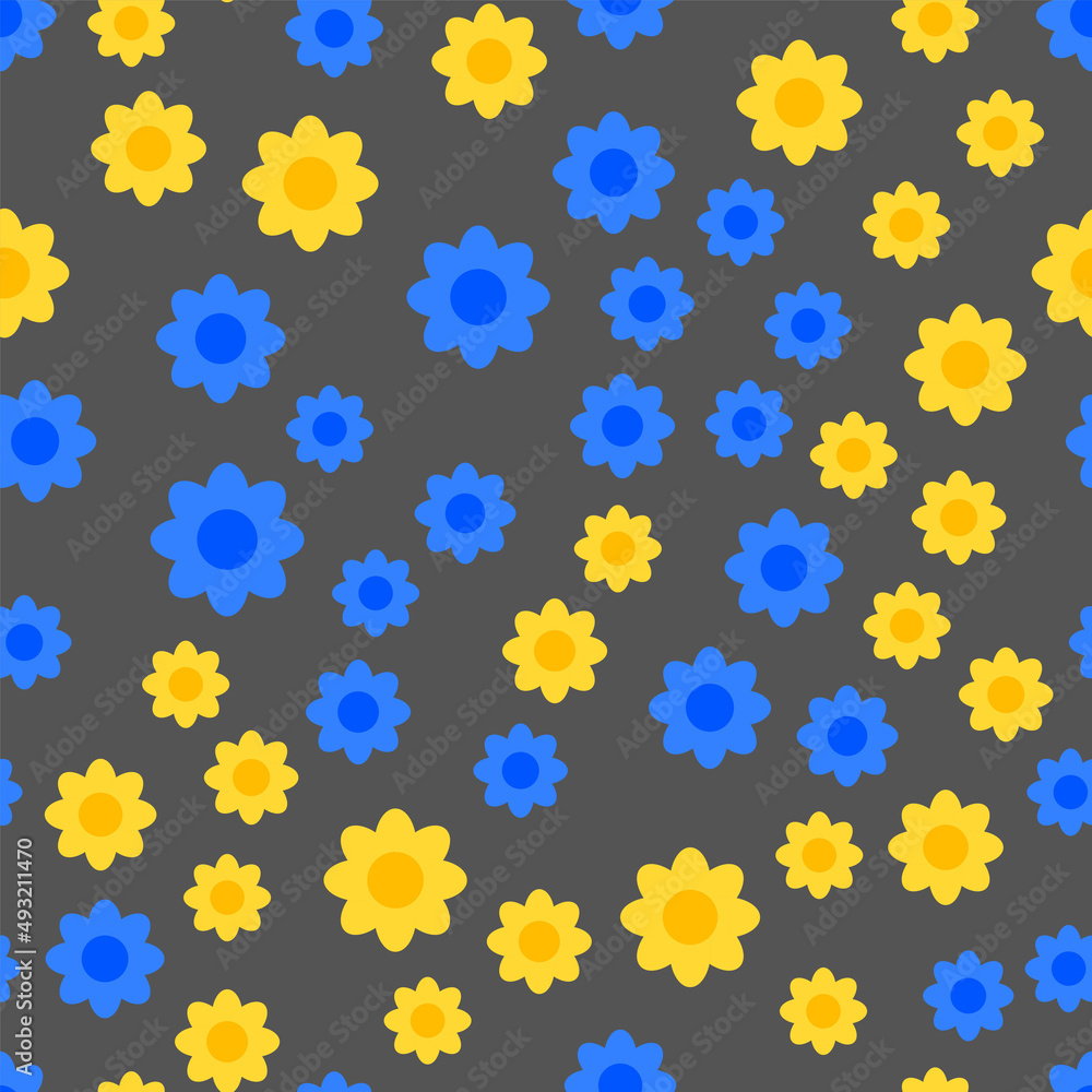 simple seamless pattern with abstract flowers