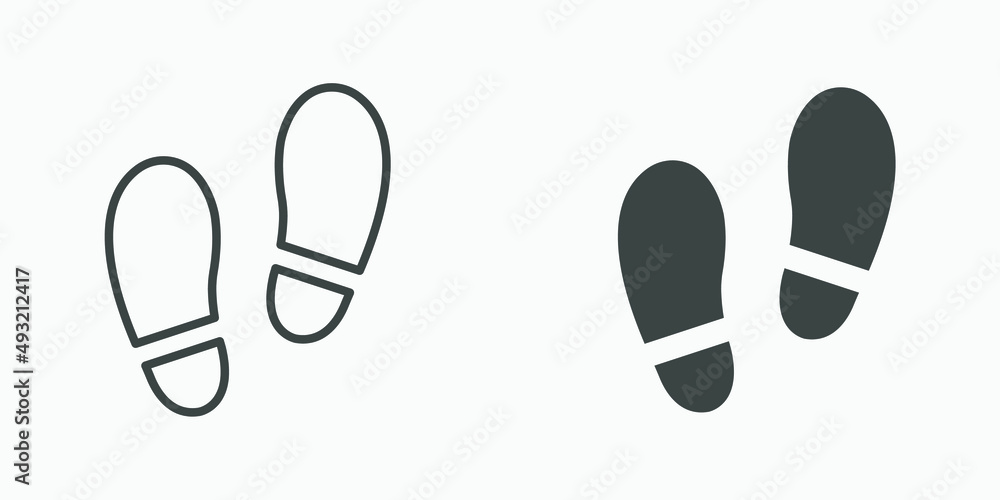Shoe print icon vector set. footstep, footpath, shoes, walk, step ...