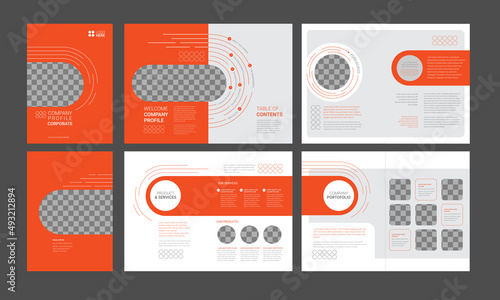 Orange and gray company profile modern minimalist flat  template design