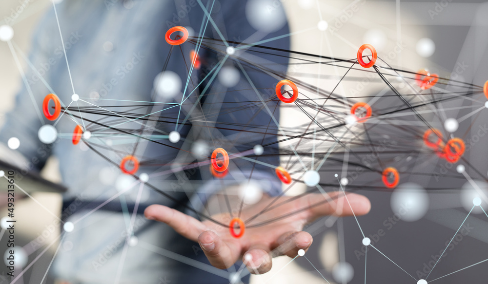 Global network. Blockchain. 3D illustration. Neural networks and artificial intelligence. Abstract Global network. Blockchain. 3D illustration. Neural networks and artificial intelligence. Abstract