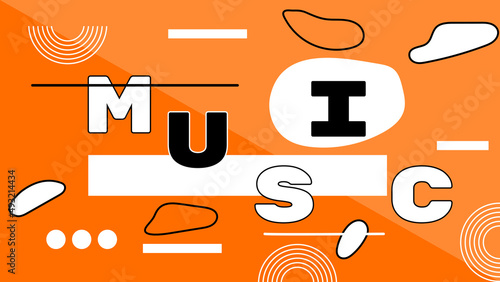 Abstract style music banner design with typography and colorful fluid shapes. Vector illustration