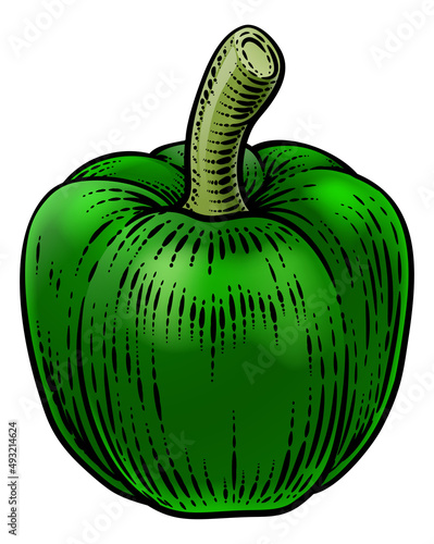 Pepper Vegetable Vintage Wo...