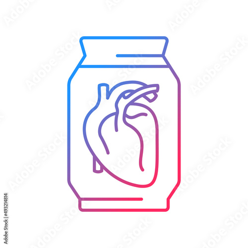 Human heart exhibit at museum gradient linear vector icon. Human organ preserved in formalin. Educational artifact. Thin line color symbol. Modern style pictogram. Vector isolated outline drawing