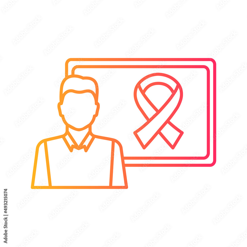 Cancer awareness gradient linear vector icon. Medical education. Cancer information. Symptoms and treatment. Thin line color symbol. Modern style pictogram. Vector isolated outline drawing Cancer awareness gradient linear vector icon. Medical education. Cancer information. Symptoms and treatment. Thin line color symbol. Modern style pictogram. Vector isolated outline drawing