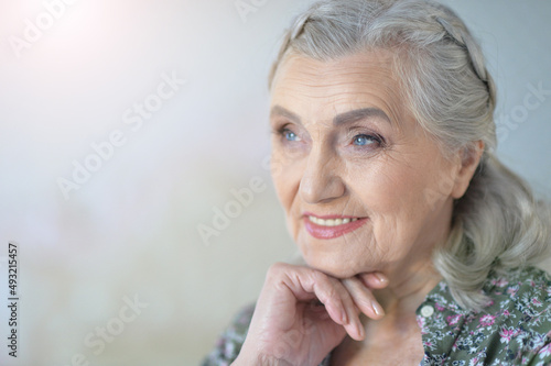 Close up portrait of beautiful senior woman