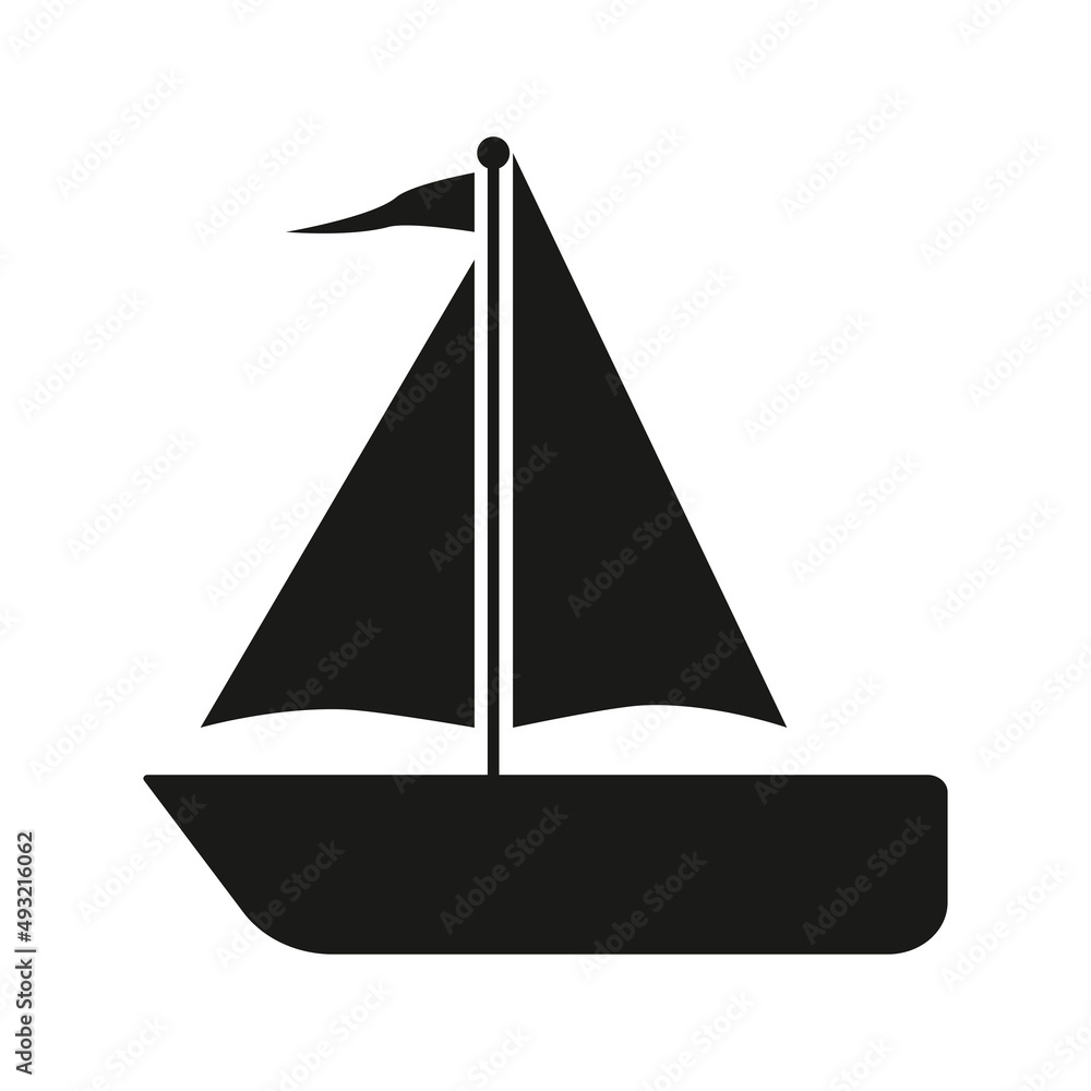 Vector icon sailing boat isolated on white background. Vector illustration. Vector icon sailing boat isolated on white background. Vector illustration.