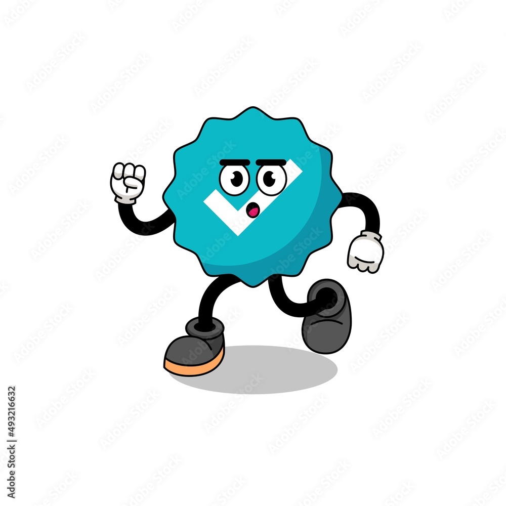 running verified sign mascot illustration running verified sign mascot illustration