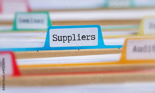 File folders with a tab labeled Suppliers