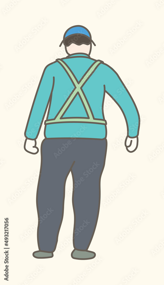 Cute standing workman with different gesture in art design flat vector illustration Cute standing workman with different gesture in art design flat vector illustration