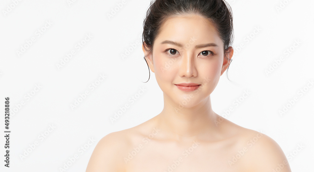 Beautiful young asian woman with clean fresh skin on white background, Face care, Facial treatment, Cosmetology, beauty and spa, Asian women portrait. Beautiful young asian woman with clean fresh skin on white background, Face care, Facial treatment, Cosmetology, beauty and spa, Asian women portrait.