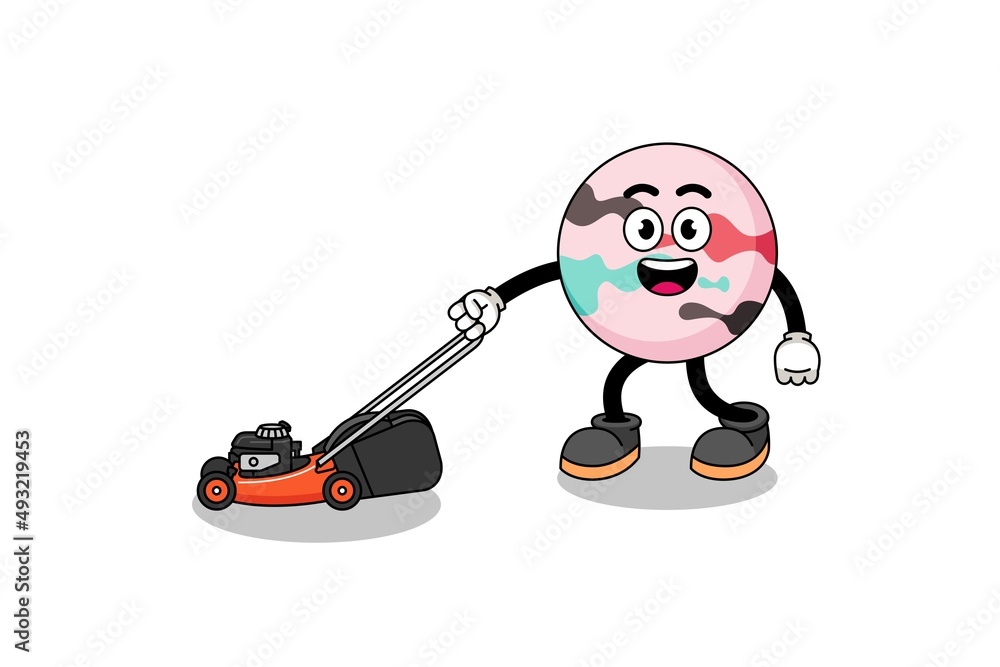 bath bomb illustration cartoon holding lawn mower bath bomb illustration cartoon holding lawn mower