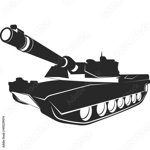 A military tank with a muzzle. Vector image.