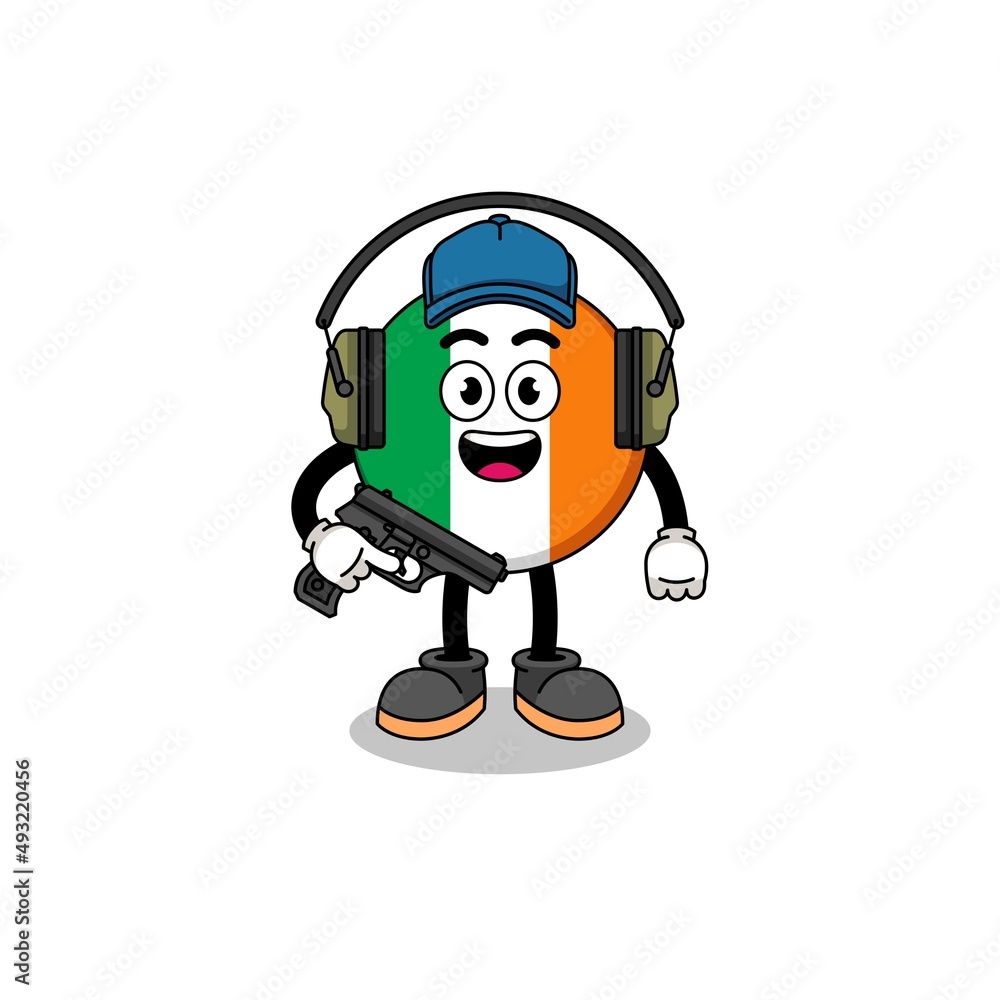 Character mascot of ireland flag doing shooting range Character mascot of ireland flag doing shooting range
