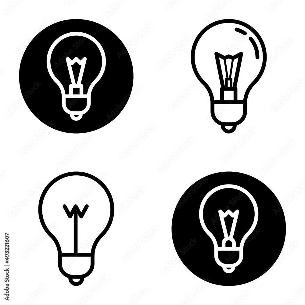 Lightbulbs1-3 Flat Icon Set Isolated On White Background