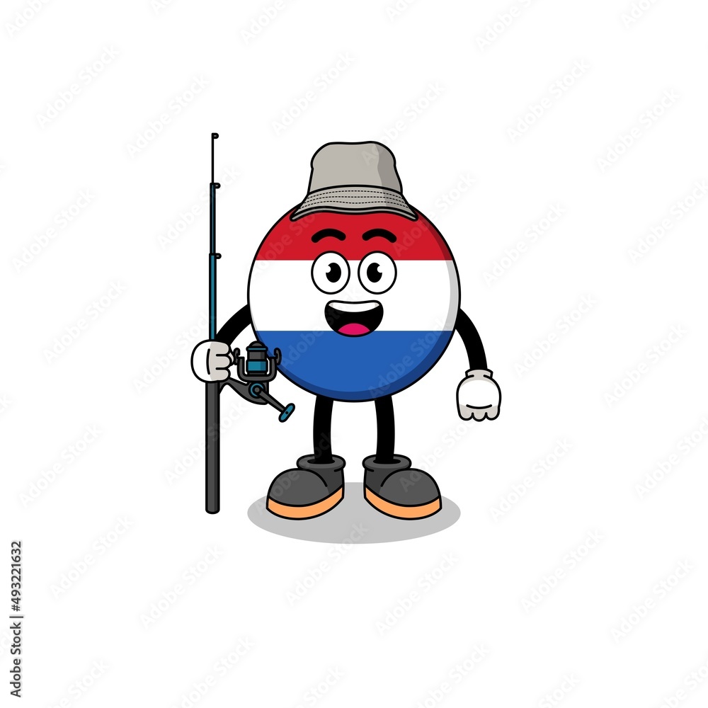 Mascot Illustration of netherlands flag fisherman Mascot Illustration of netherlands flag fisherman