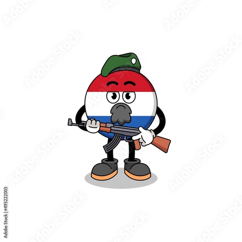Character cartoon of netherlands flag as a special force